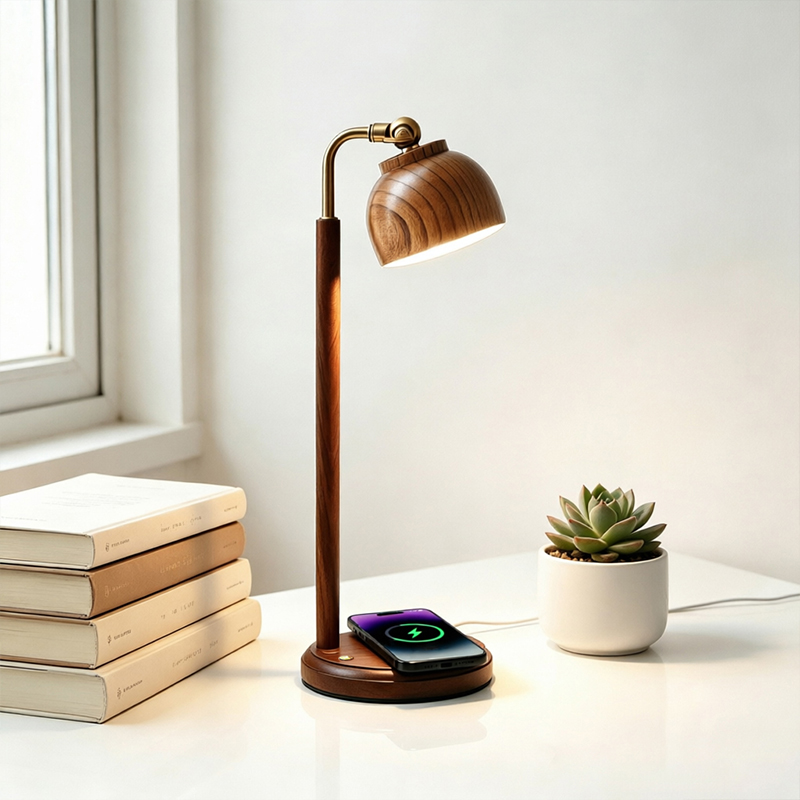 Conference Table Round - Lampe de table en noyer avec
