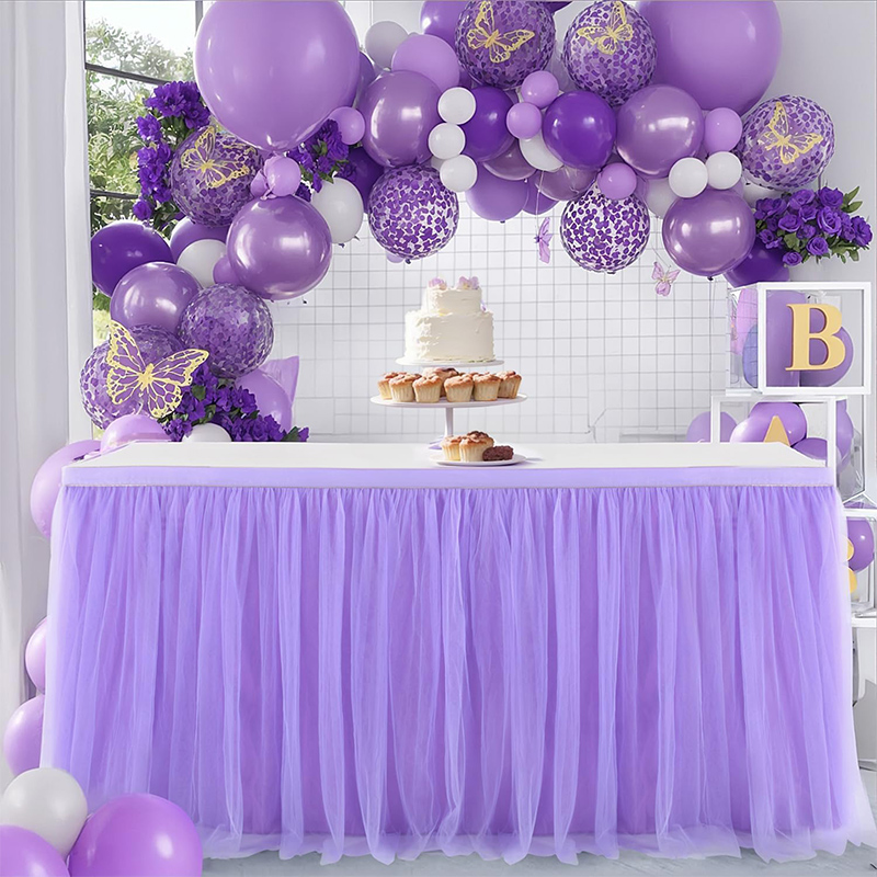 Conference Table Round - Jupe de table violette pour fête