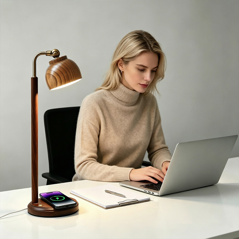 Lampe de table en noyer avec c - Conference Table Round avis et prix