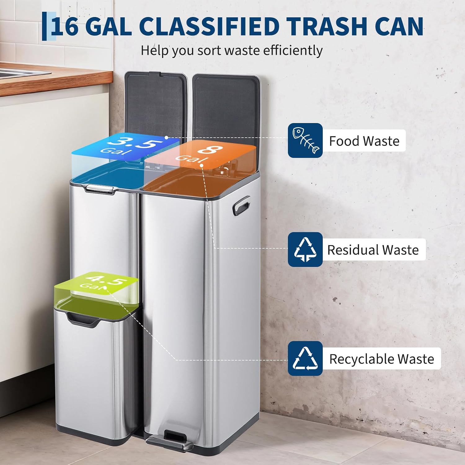 Poubelle de cuisine en acier i - Office Furniture Recycling avis et prix