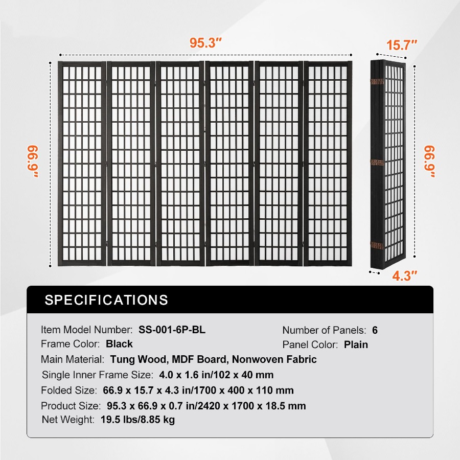 Paravent japonais à 6 panneaux - Partition Screen Divider avis et prix